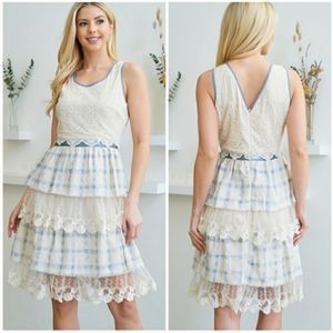 🆕️Ryu Vintage Layer Midi Sleeveless Spring Summer Dress with Embroidery